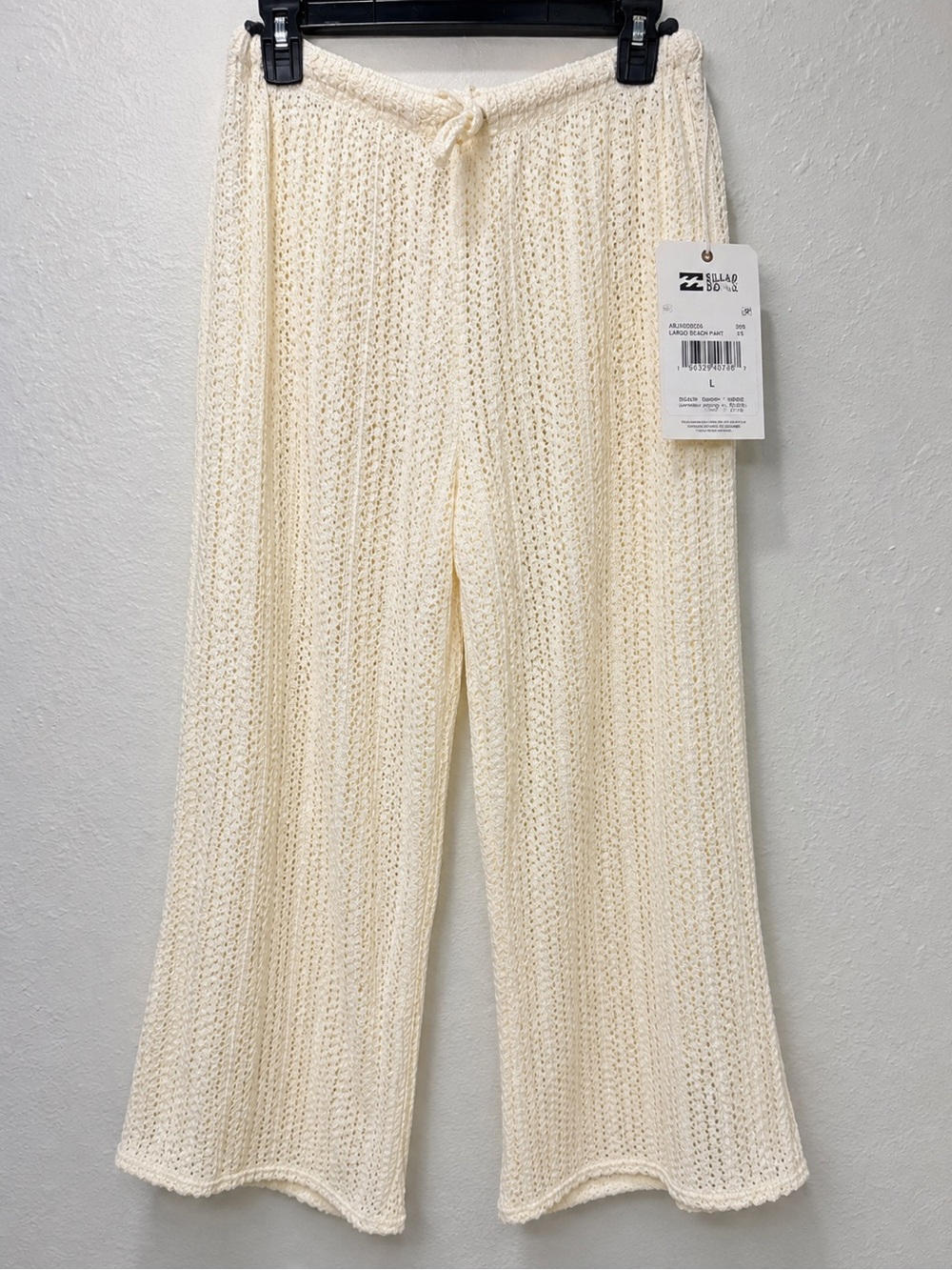 Billabong Largo Beach Crochet Pants – Cream – Size L – NWT